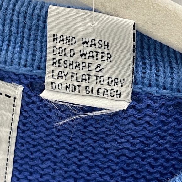 Storybook Knits Blue Denim Laundry Inspired Cardigan Sweater Colorblock Large - Picture 14 of 15